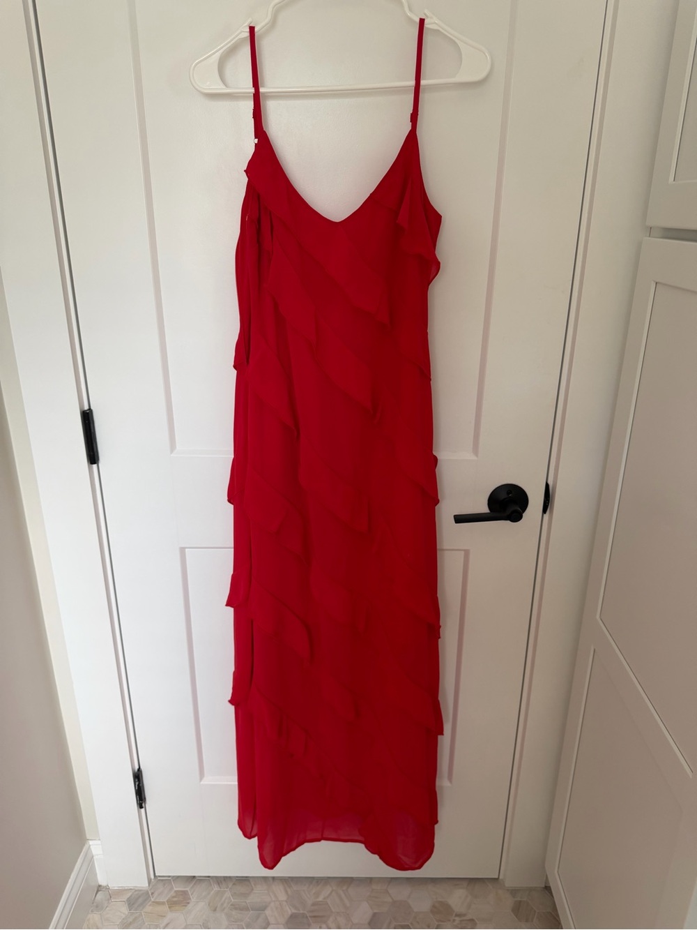 Endless Rose Red Ruffled Spaghetti-Strap Maxi Dress